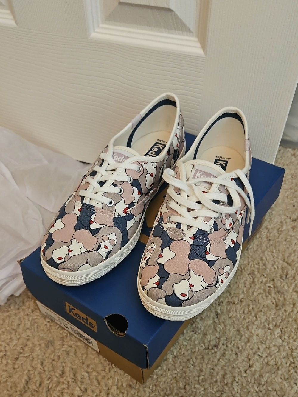 Keds Canvas Sneakers in Navy, Blush & White